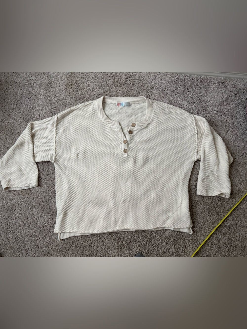 FP Beach Classic Cream Waffle Henley Sweater